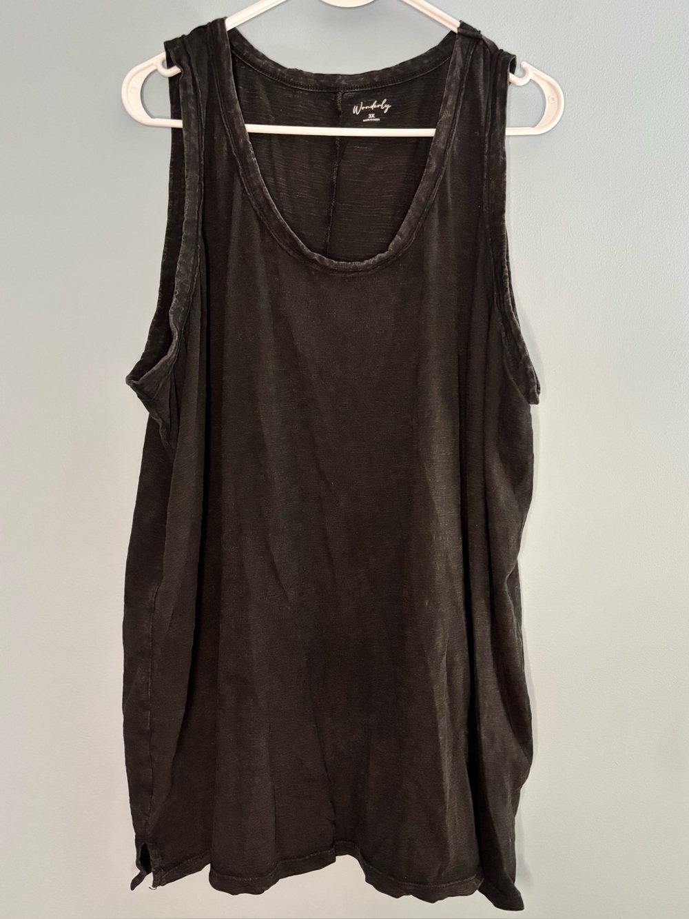 Wonderly Womens Black Distressed Tank Top Plus size 3X NWOT